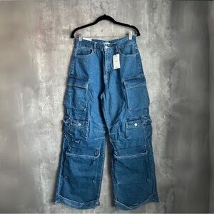 NWT Forever 21 Wide Leg Denim Cargo Pants Women’s Large